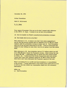 Memorandum from Mark H. McCormack to Arthur Rosenblum