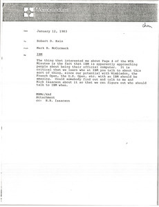 Memorandum from Mark H. McCormack to Robert D. Kain