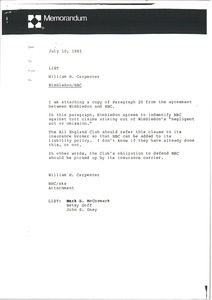 Memorandum from William H. Carpenter concerning Wimbledon