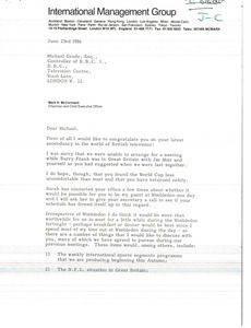 Letter from Mark H. McCormack to Michael Grade