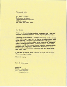 Letter from Mark H. McCormack to David R. Foster