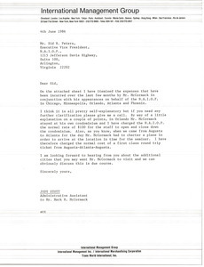 Letter from Judy Stott to Sid R. Peters