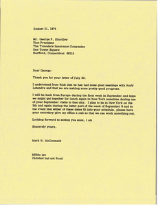 Letter from Mark H. McCormack to George P. Hinckley