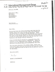 Letter from Mark H. McCormack to John Curry