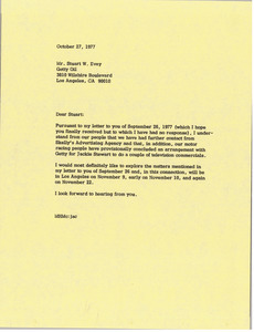 Letter from Mark H. McCormack to Stuart W. Evey