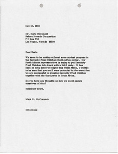 Letter from Mark H. McCormack to Herb McDonald