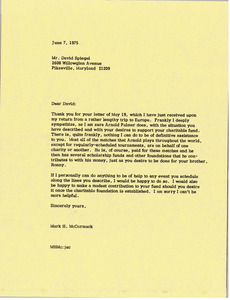 Letter from Mark H. McCormack to David Spiegel