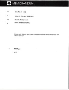 Memorandum from Mark H. McCormack to Robert D. Kain and Mike Savit