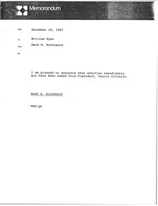 Memorandum from Mark H. McCormack to William Ryan