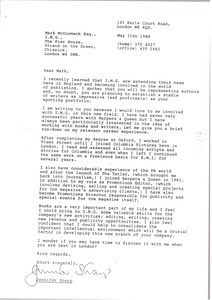 Letter from Jennifer Sharp to Mark H. McCormack