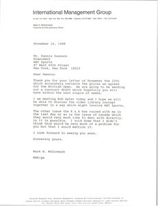 Letter from Mark H. McCormack to Dennis Swanson