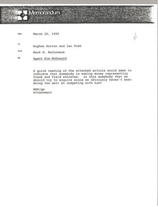 Memorandum from Mark H. McCormack to Hughes Norton and Ian Todd