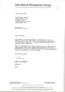 Letter from Mark H. McCormack to Michael Grade