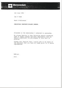 Memorandum from Mark H. McCormack to Ian T. Todd