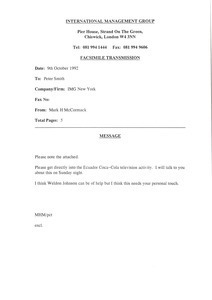 Fax from Mark H. McCormack to Peter Smith