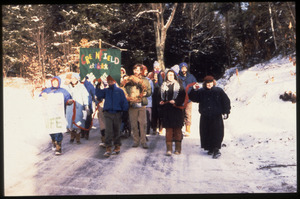 Supporters of Randy Kehler and Betsy Corner from Greenfield gathered on a snow-covered road