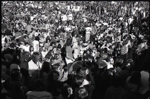 Hollywood Speedway Rock Festival: shot of crowd in the sun, naked man dancing in the middle