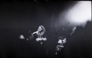 Jethro Tull in concert at the Springfield Civic Center: blurry image of Ian Anderson (on flute)