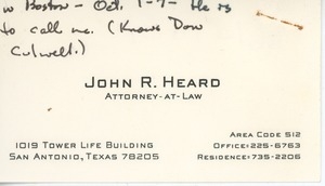 John R. Heard business card