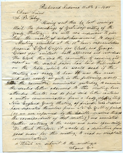 Letter from Perez Peck to Samuel Boyd Tobey