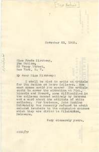 Letter from W. E. B. Du Bois to The Nation