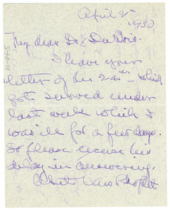 Letter from Louise Brooks to W. E. B. Du Bois