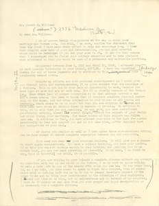 Letter from W. E. B. Du Bois to Arnett F. Williams