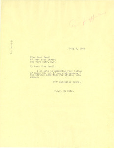 Letter from W. E. B. Du Bois to Ruth Brall