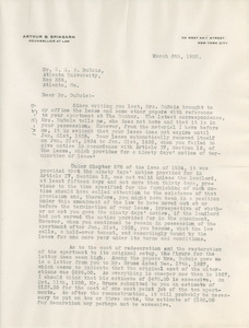 Letter from Arthur Spingarn to W. E. B. Du Bois