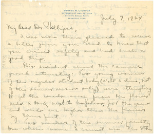 Letter from George Streator to A. D. Philippse