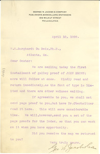 Letter from George W. Jacobs & Co. to W. E. B. Du Bois