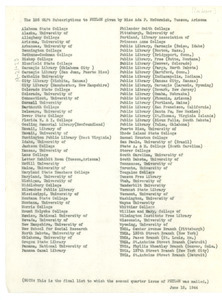 The 105 gift subscriptions to Phylon given by Miss Ada P. McCormick, Tucson, Arizona
