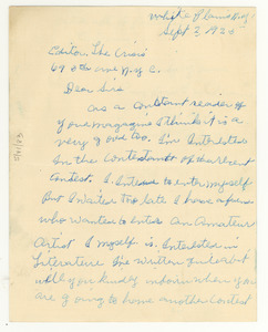 Letter from Rayford E. Williams to Editor of the Crisis