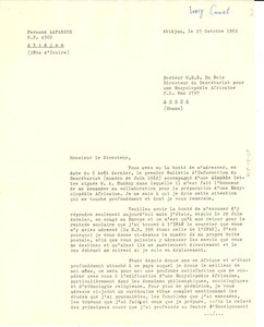 Letter from Fernand Lafargue to W. E. B. Du Bois