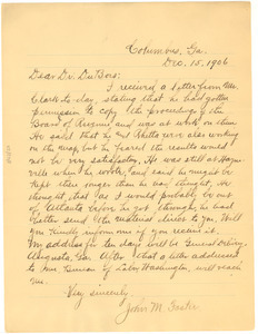 Letter from John M. Foster to W. E. B. Du Bois