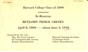 Benjamin Pierce Cheney death announcement