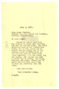 Letter from W. E. B. Du Bois to Laura Wheeler