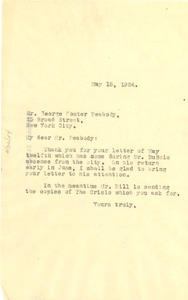 Letter from Crisis to George Foster Peabody