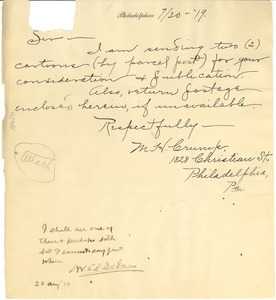 Letter from M. H. Crump to W. E. B. Du Bois