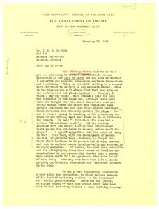 Letter from Allardyce Nicoll to W. E. B. Du Bois