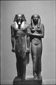 Museum of Fine Arts: Egyptian sculpture, statue of King Menkaura (Mycerinus) and queen