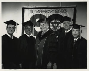 Honorary Degree recipients of Springfield College with President Locklin, 1984