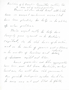 Mayor John Collins's handwritten statement on civil rights uprisings in American cities