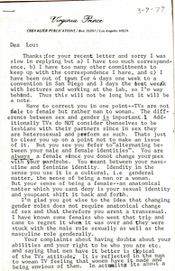 Correspondence from Virginia Price to Lou Sullivan (March 9, 1979)