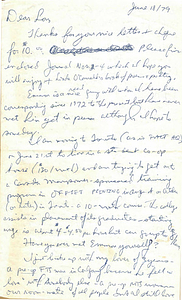 Correspondence from Nicholas Ghosh to Lou Sullivan (June 18, 1979)