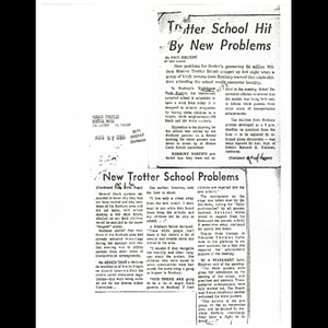 Photocopy of Boston Herald Traveler article, Trotter School hit by new problems