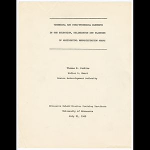 Technical and para-technical elements in the selection, delineation and planning of residential rehabilitation areas