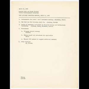 Agenda for Host Advisory Committee meeting on April 21, 1965