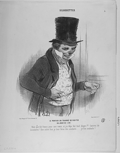 Le PORTIER EN TOURNÉE DE VISITES DU JOUR DE L'AN. Rien que 115 francs pour mes vœux et j'ai déja fait huit étages!!! Cancres de Locataires! Une autre fois je leur ferai des souhaits..... je t'en souhaite!