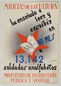 Milicias de la cultura ha enseñado a leer y escribir en un mes a 13,142 soldados analfabetos.